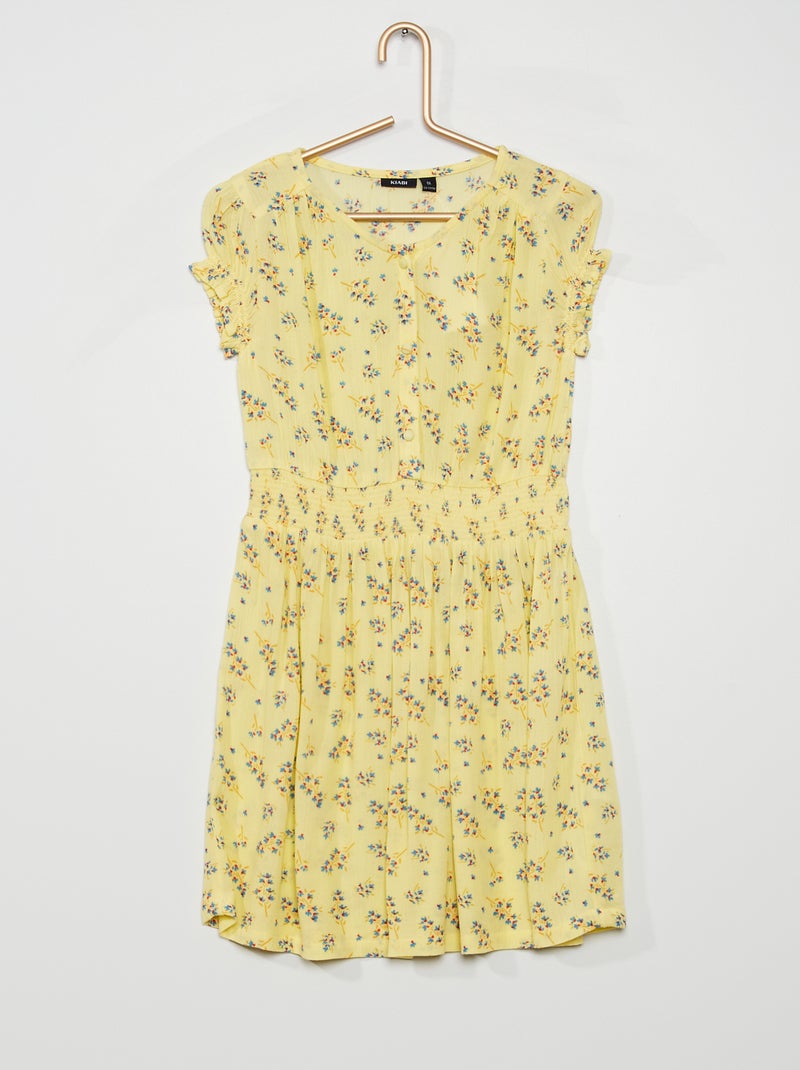Vestido em malha gofrada AMARELO - Kiabi