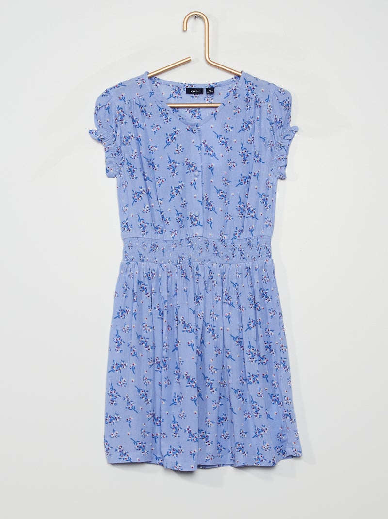 Vestido em malha gofrada AZUL - Kiabi