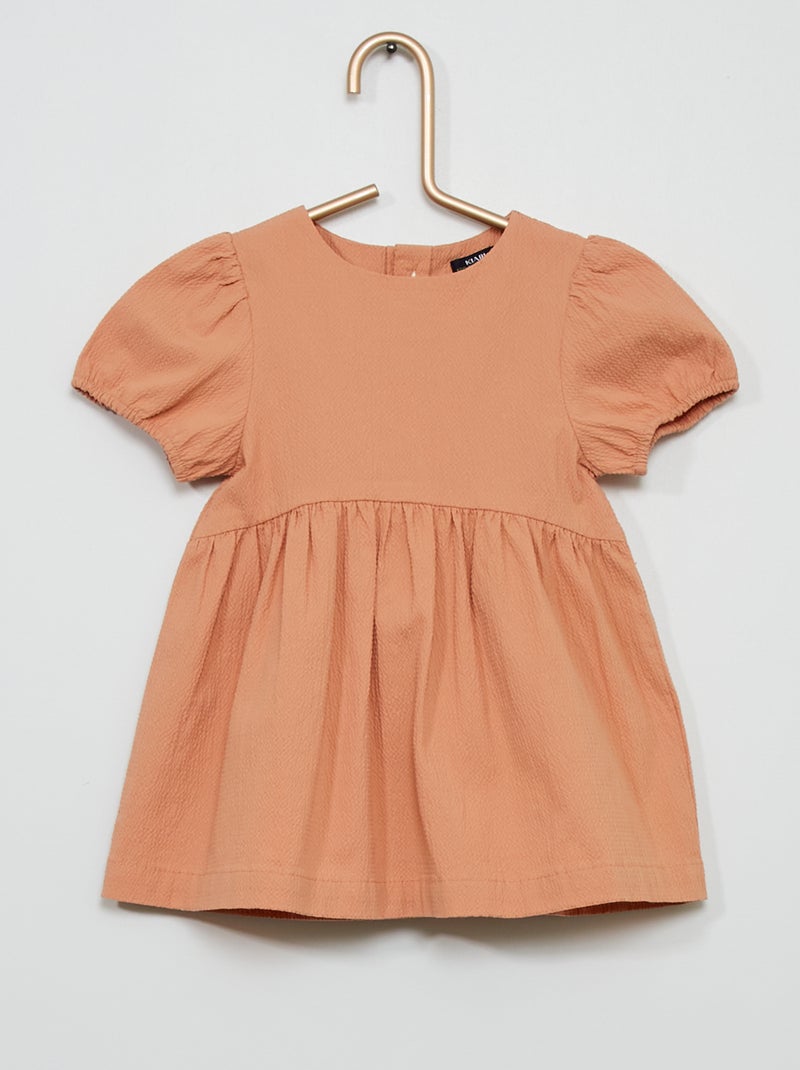Vestido em malha gofrada BRANCO - Kiabi
