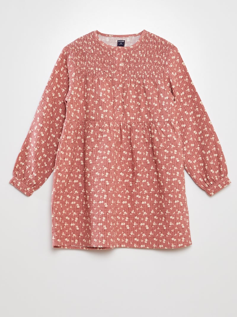 Vestido em malha gofrada florido ROSA - Kiabi
