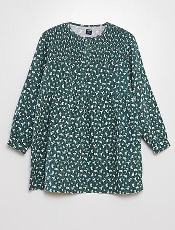 Vestido em malha gofrada florido