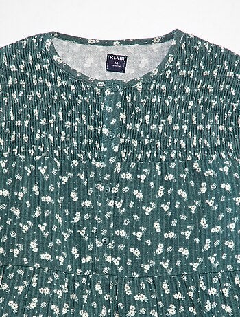 Vestido em malha gofrada florido