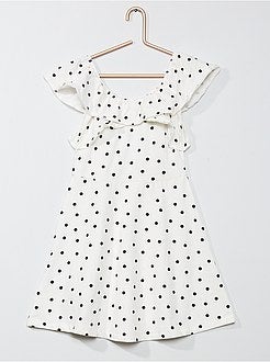 Menina 3-12 anos - Vestido em malha jersey com gola bardot - Kiabi