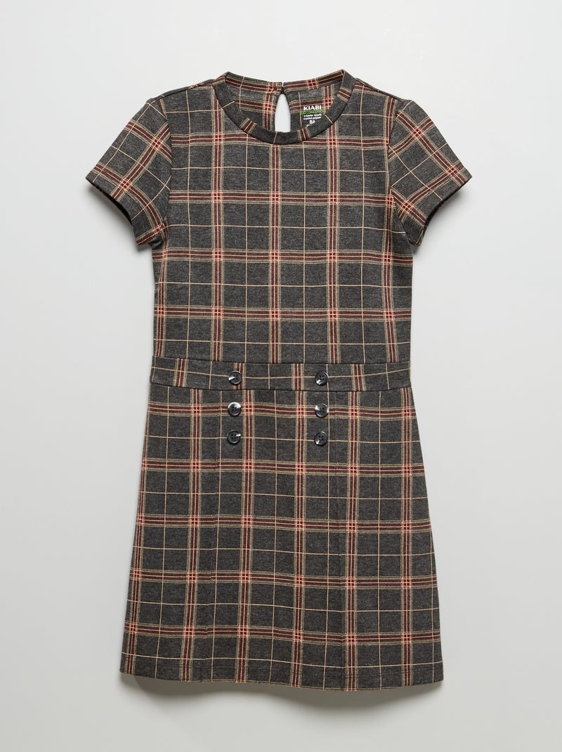 Vestido em malha milano com botões de fantasia CINZA - Kiabi