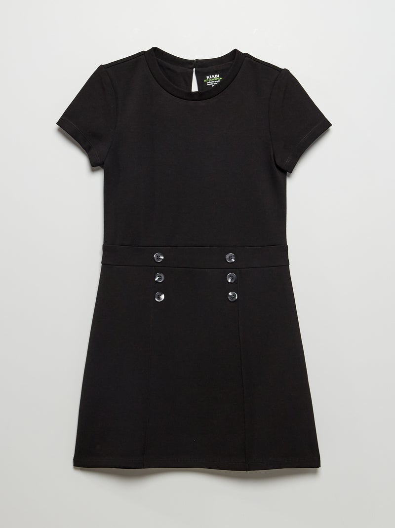 Vestido em malha milano com botões de fantasia Preto - Kiabi