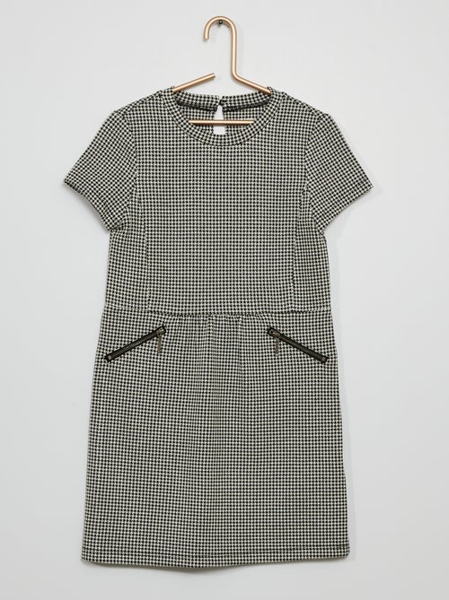 Vestido em malha milano 'pied-de-poule' - Kiabi
