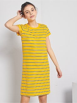 Vestido em malha nervurada - Kiabi