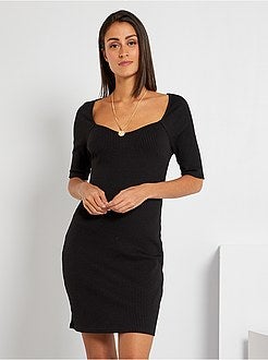 Vestido em malha nervurada - Kiabi