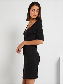 Vestido em malha nervurada - Kiabi