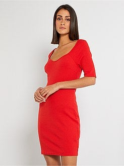 Vestido em malha nervurada - Kiabi