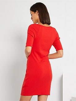 Vestido em malha nervurada - Kiabi