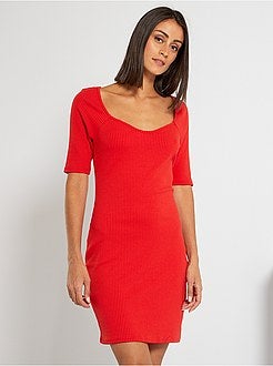 Vestido em malha nervurada - Kiabi