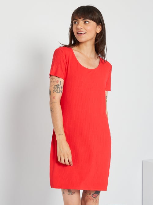 Vestido em malha nervurada - Kiabi