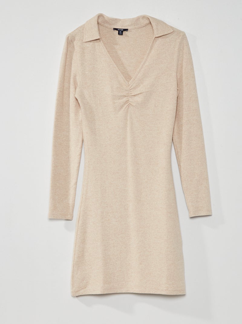 Vestido em malha peluche BEGE - Kiabi