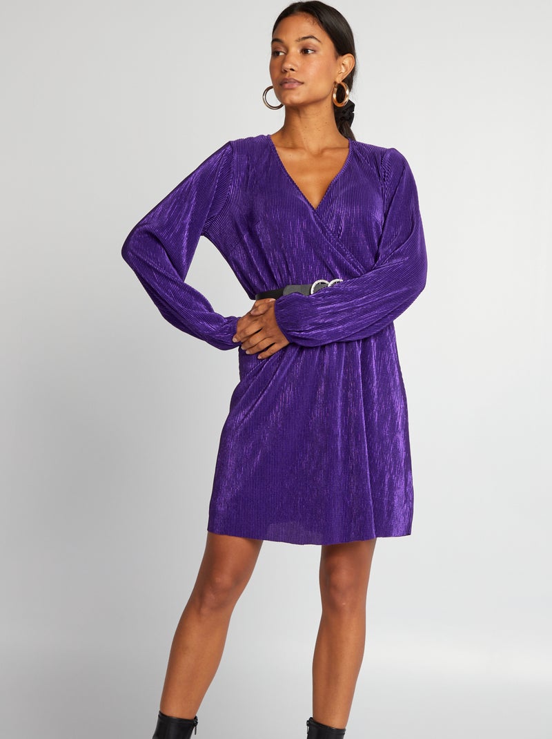 Vestido em malha plissada brilhante VIOLETA - Kiabi