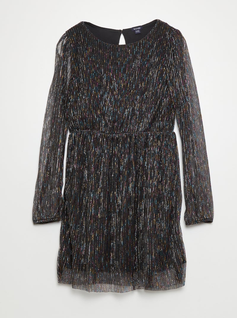Vestido em malha plissada PRETO - Kiabi