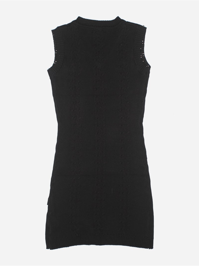 Vestido em malha trançada - Kids Star Preto - Kiabi