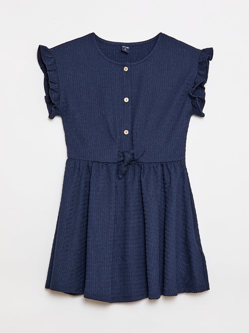 Vestido em malha waffle com botões na frente - Kiabi