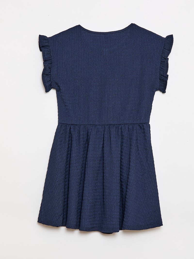 Vestido em malha waffle com botões na frente Preto - Kiabi