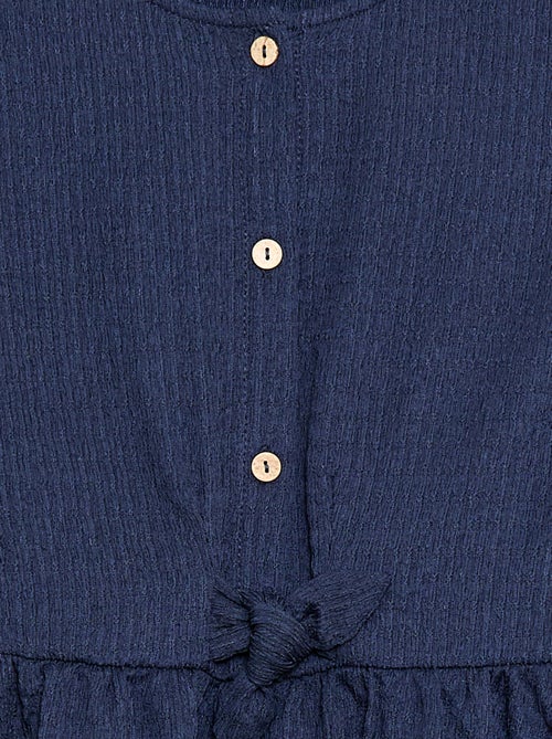 Vestido em malha waffle com botões na frente - Kiabi