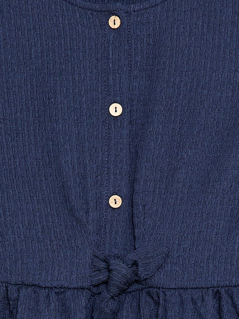 Vestido em malha waffle com botões na frente Preto - Kiabi