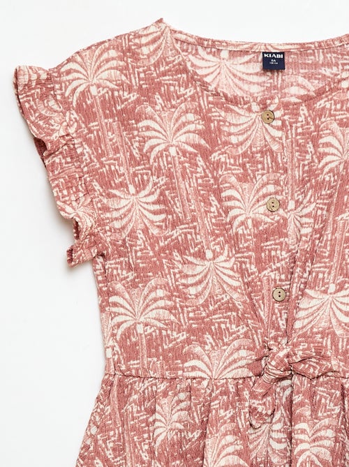 Vestido em malha waffle com botões na frente - Kiabi