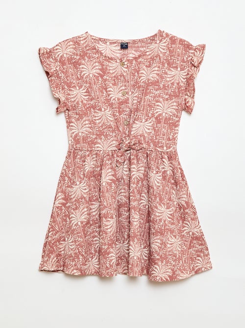 Vestido em malha waffle com botões na frente - Kiabi