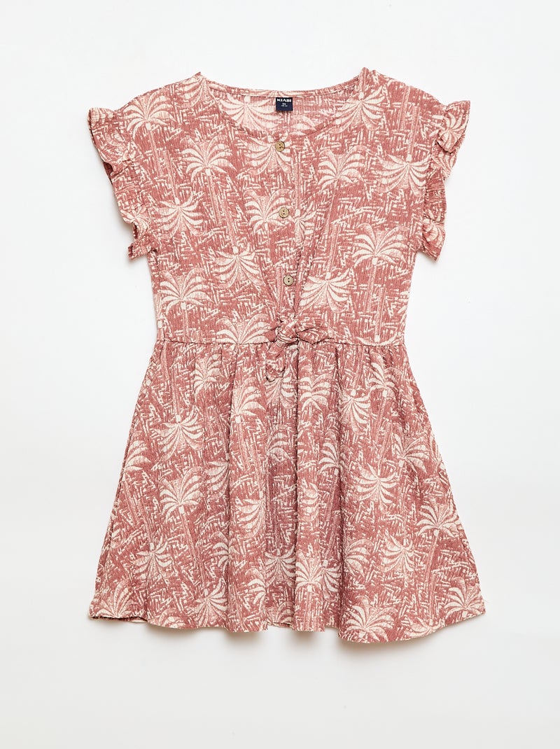 Vestido em malha waffle com botões na frente Rosa - Kiabi
