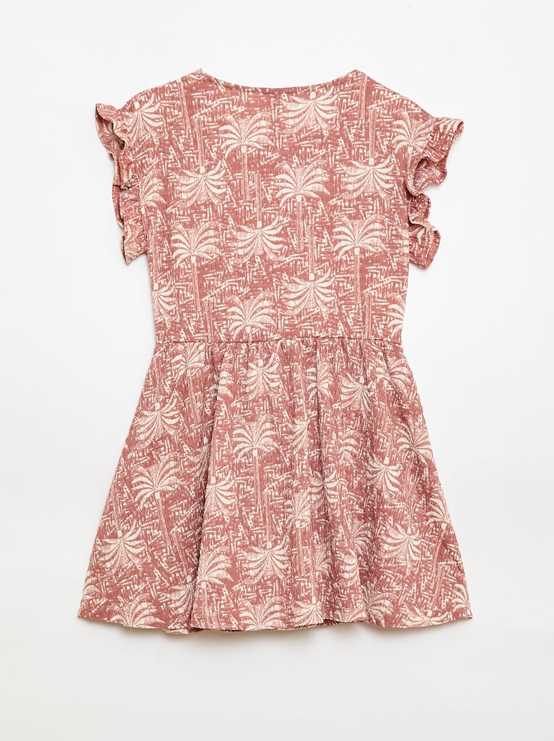 Vestido em malha waffle com botões na frente Rosa - Kiabi