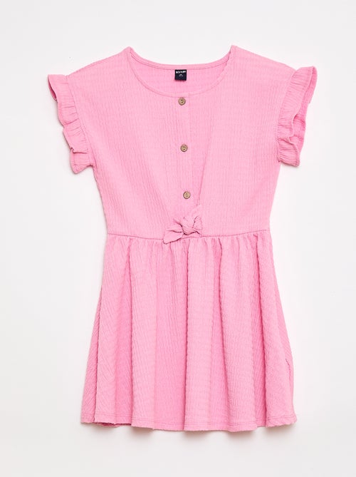 Vestido em malha waffle com botões na frente - Kiabi
