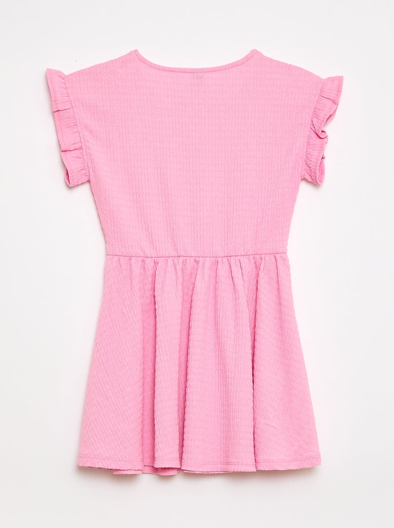 Vestido em malha waffle com botões na frente Rosa - Kiabi