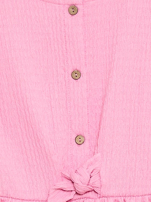 Vestido em malha waffle com botões na frente - Kiabi