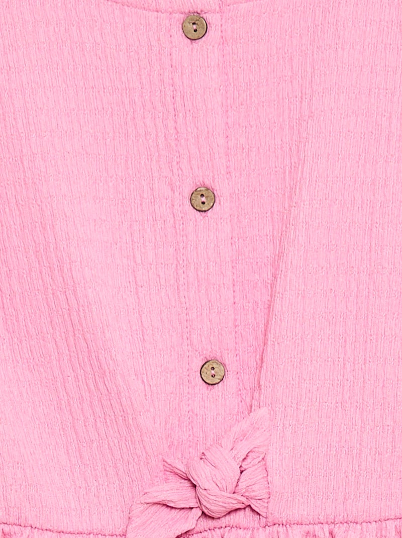 Vestido em malha waffle com botões na frente Rosa - Kiabi