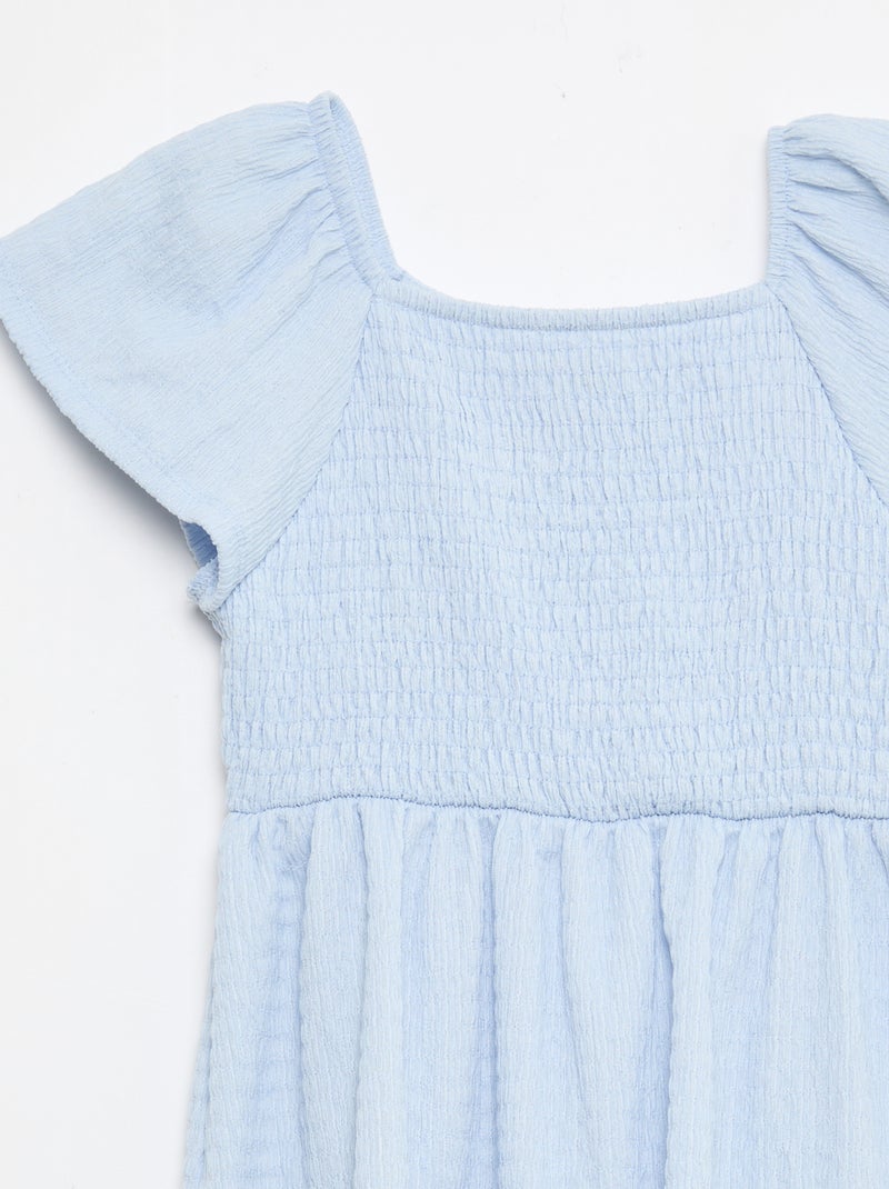 Vestido em malha waffle liso Azul - Kiabi