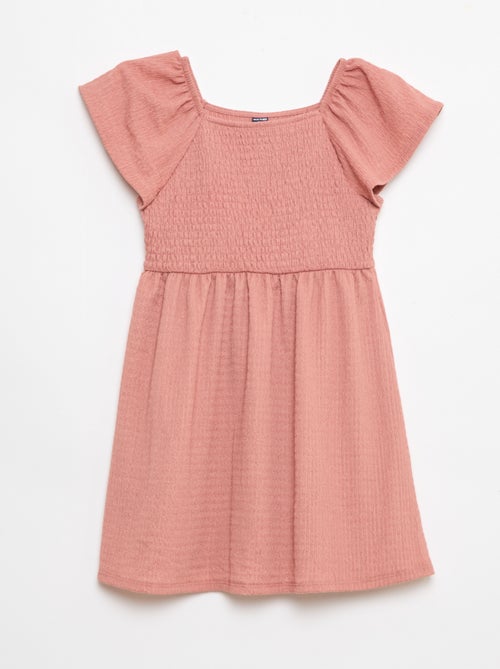 Vestido em malha waffle liso - Kiabi