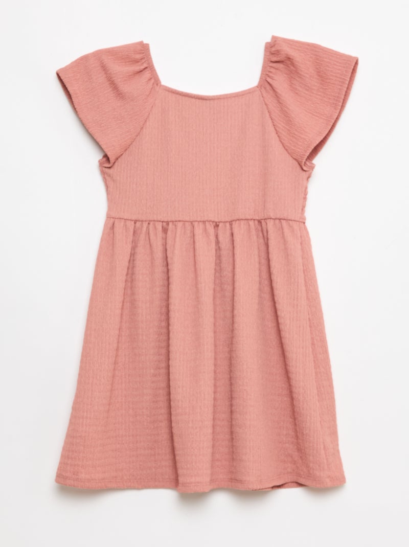 Vestido em malha waffle liso Rosa - Kiabi