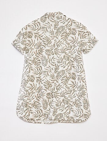 Vestido em mistura de linho com colarinho de camisa