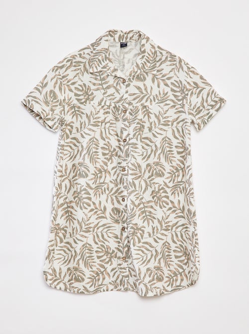 Vestido em mistura de linho com colarinho de camisa - Kiabi