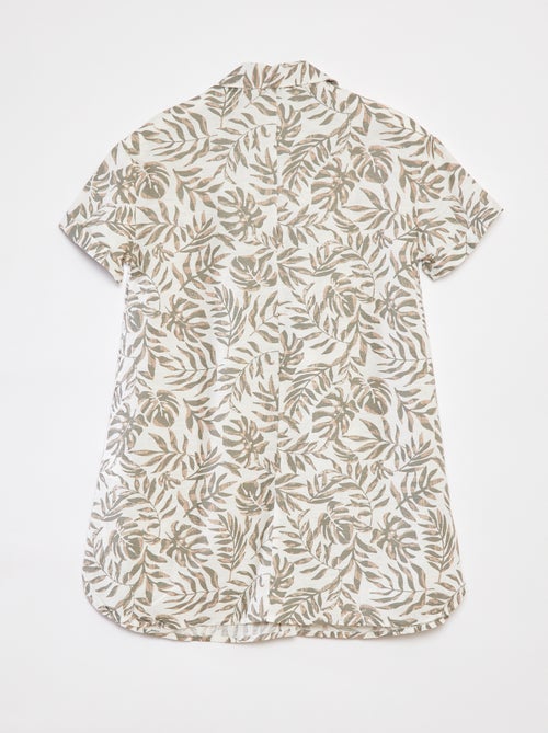 Vestido em mistura de linho com colarinho de camisa - Kiabi