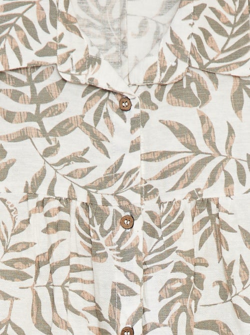 Vestido em mistura de linho com colarinho de camisa - Kiabi