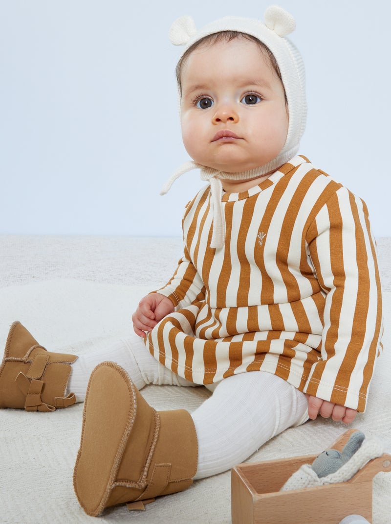 Vestido em moletão BEGE - Kiabi