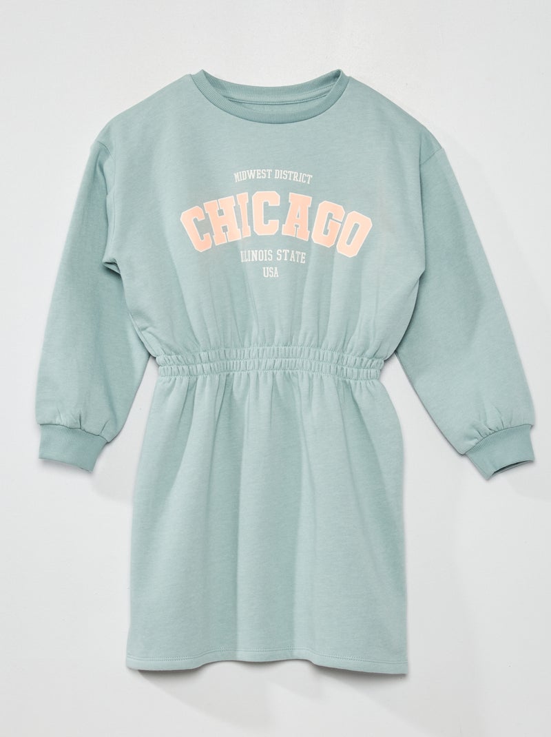 Vestido em moletão com cós elástico AZUL - Kiabi