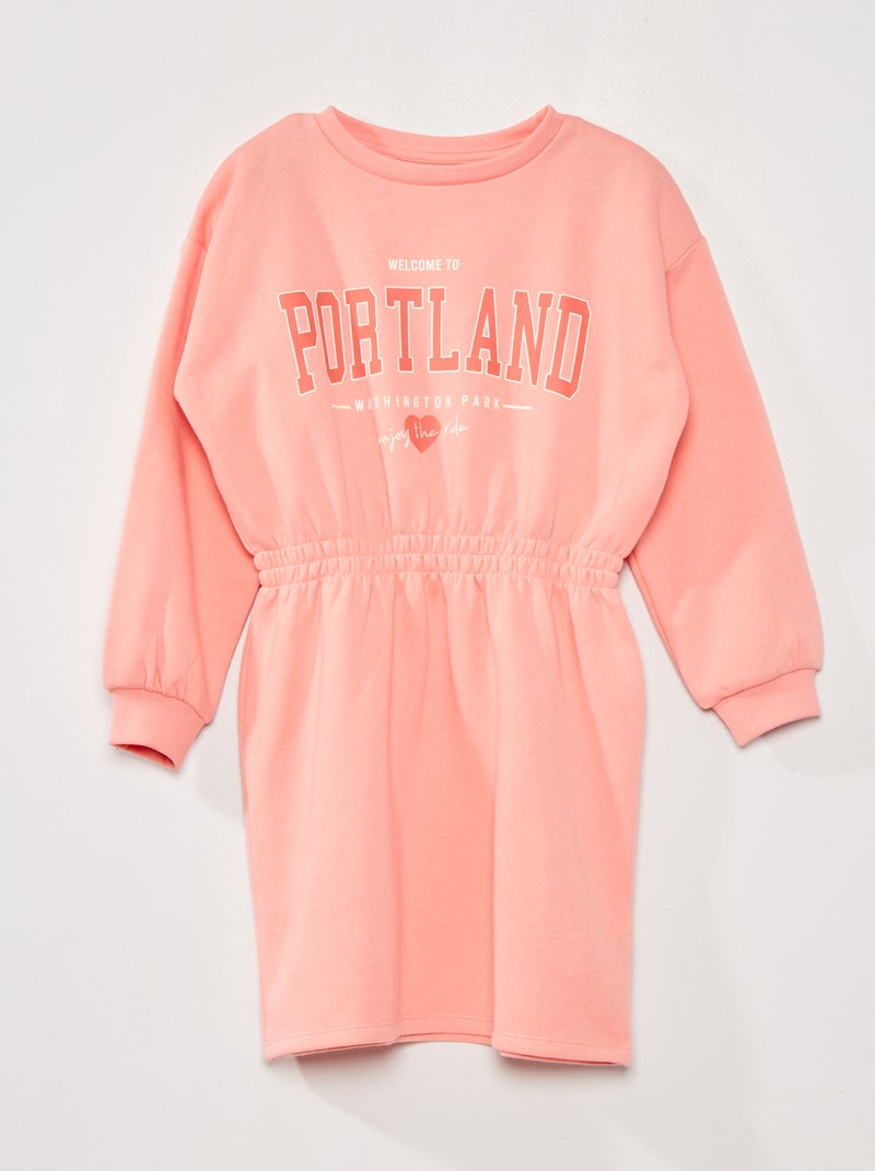 Vestido em moletão com cós elástico ROSA - Kiabi