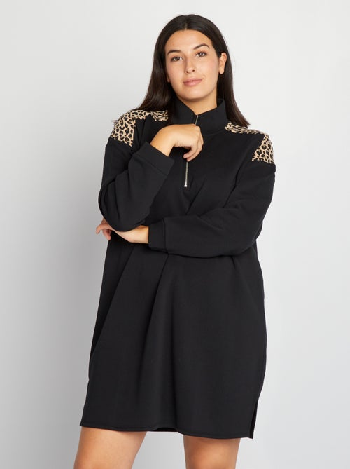 Vestido em moletão com gola de fecho - Kiabi