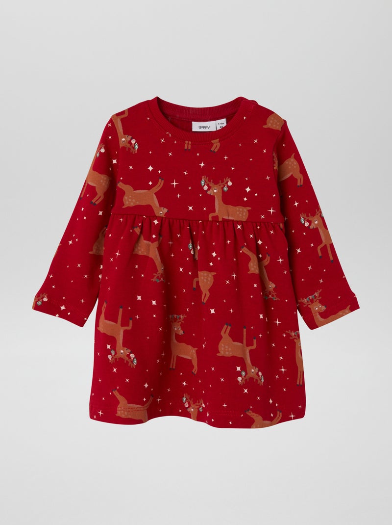 Vestido em moletão com motivo de fantasia VERMELHO - Kiabi