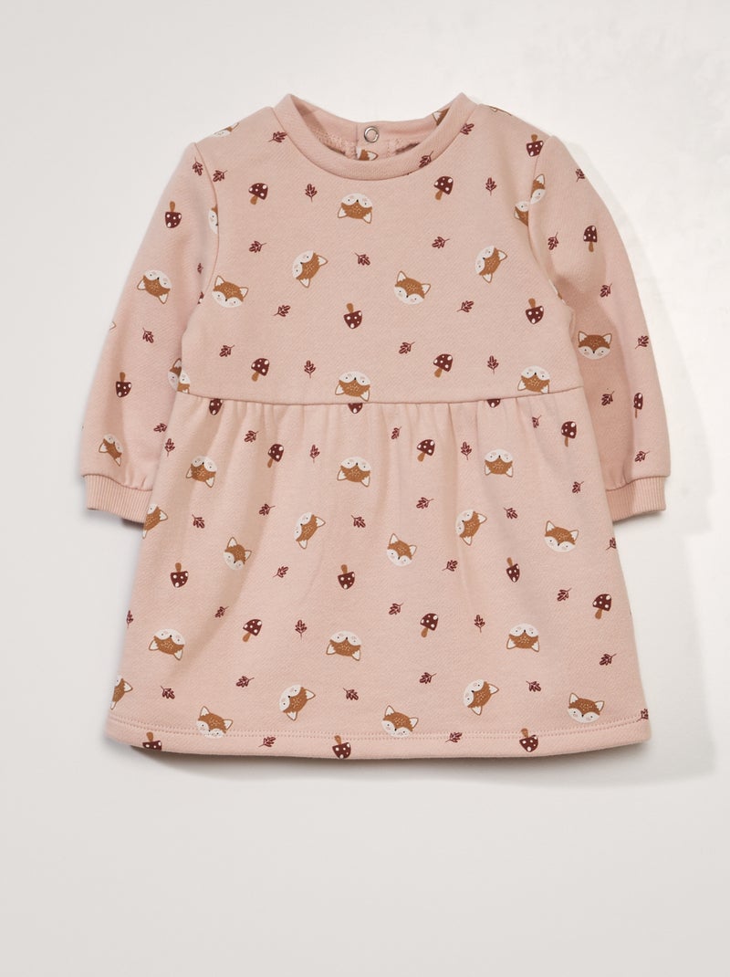 Vestido em moletão de manga comprida ROSA - Kiabi