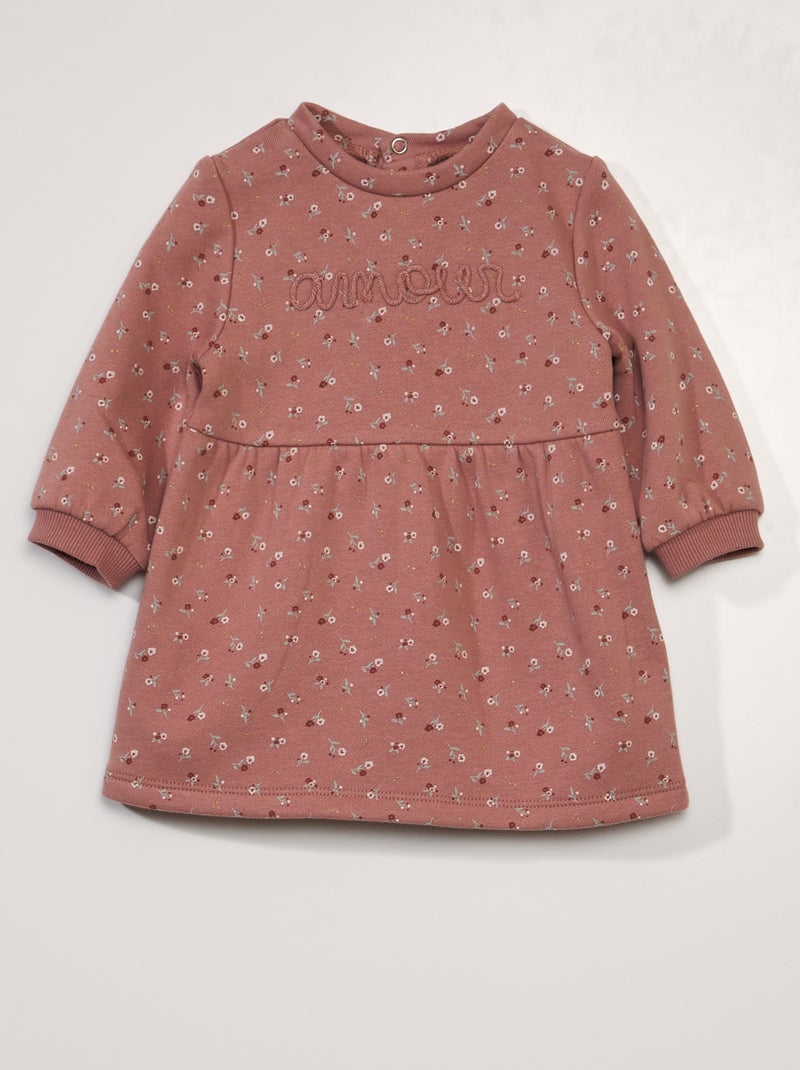 Vestido em moletão de manga comprida ROSA - Kiabi
