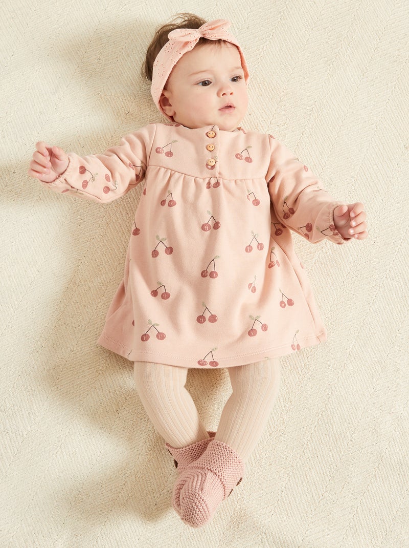 Vestido em moletão ROSA - Kiabi