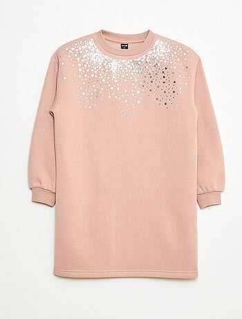 Vestido de moletom com aplicação de lantejoulas brilhantes