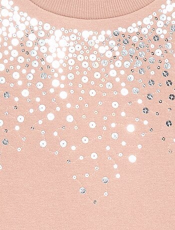 Vestido de moletom com aplicação de lantejoulas brilhantes